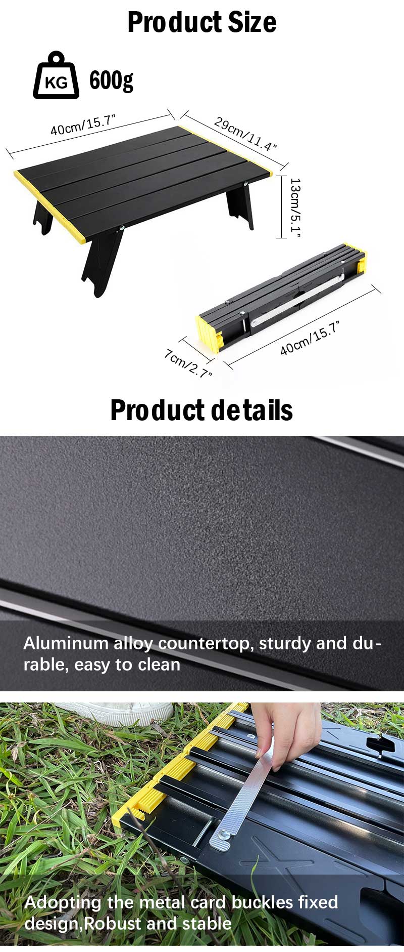Lett mini kjøkkenbord Bærbart sammenleggbart aluminium Lite campingbord