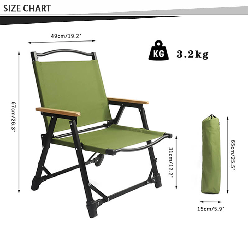 Komfortabel sammenleggbar Kermit-stol
