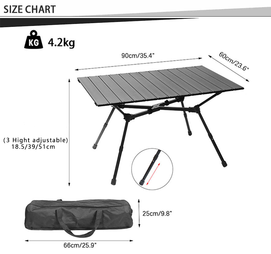 Justerbart X Bar Aluminium sammenleggbart bord