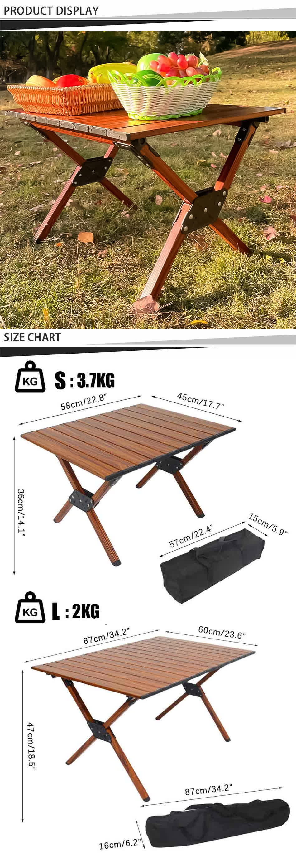 Roll-up bærbart camping piknikbord
