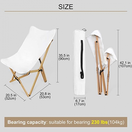 utendørs sammenleggbar bøk stol, strand lounge tre stol for camping, backpacking piknik strand 