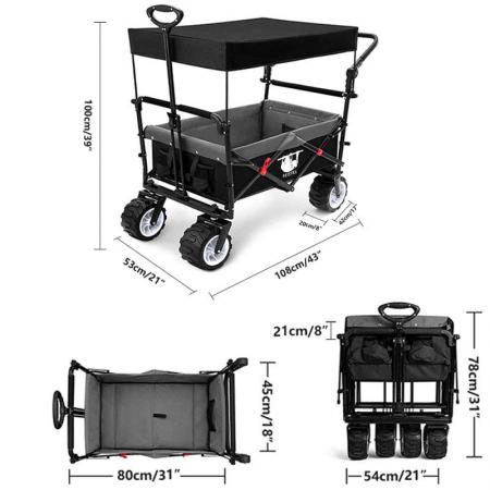 heavy duty sammenleggbar utendørs hage strandvogn vogn vogn sammenleggbar hagetransportvogn 
