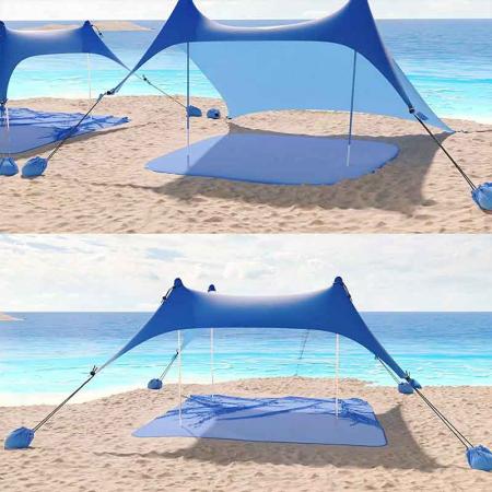 pop up strandtelt fisketelt solskjerming strandsolskjul med sandspade markplugger og stabilitetsstenger 