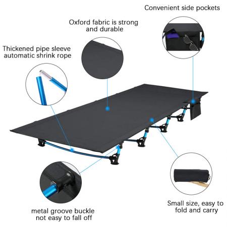 engros utendørs ultralett bærbar sammenleggbar campingseng aluminiums sammenleggbar seng 