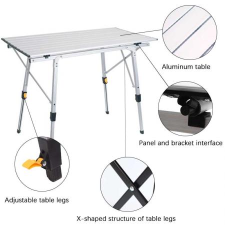 bord sammenleggbart bærbart justerbart bord aluminium sammenleggbart lite lett bærbart campingbord for piknikstrand utendørs 