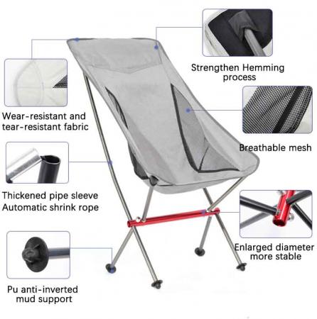 aluminium strandstol bærbar camping sammenleggbar med bæreveske slitesterk ultralett strandstol 