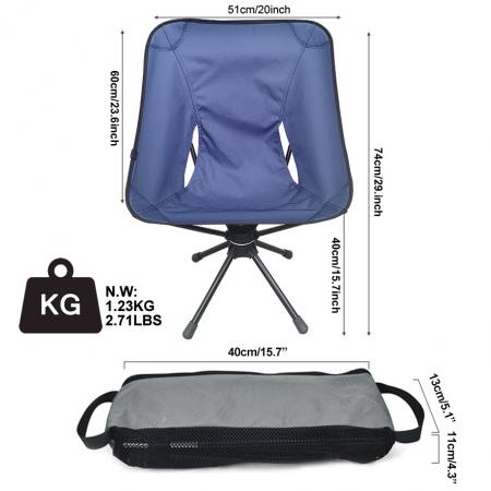 svingstol camping utendørs stol lett slitesterk aluminiumslegering sammenleggbar stol 360 roterende svingstol med bæreveske 