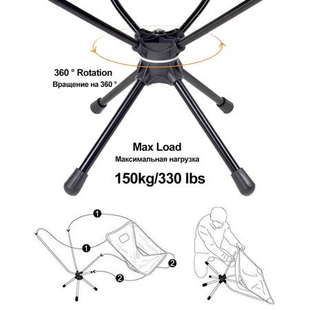 kompakt flykvalitet aluminium roterer 360 grader stol utendørs campingstol strandstol 