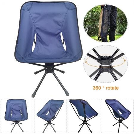 svingstol camping utendørs stol lett slitesterk aluminiumslegering sammenleggbar stol 360 roterende svingstol med bæreveske 