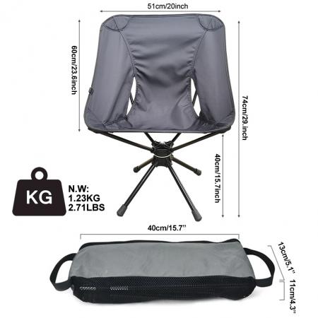 varmselgende 360 graders svingbar campingstol utendørs sammenleggbar bærbar strandstol fiskestol 