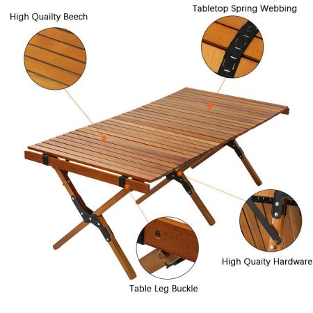 Utendørs trerulltopp Camping sammenleggbart piknikbord 