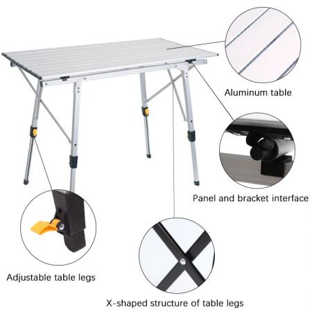 bærbart justerbart bord justerbart campingbord høydejusterbart utendørsbord bærbart sammenleggbart lettvektsbord for piknik strand campingfest BBQ 