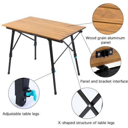 justerbar høyde bord camping bord utendørs bærbart sammenleggbart lett bord for piknik strand høydejusterbart bordben 