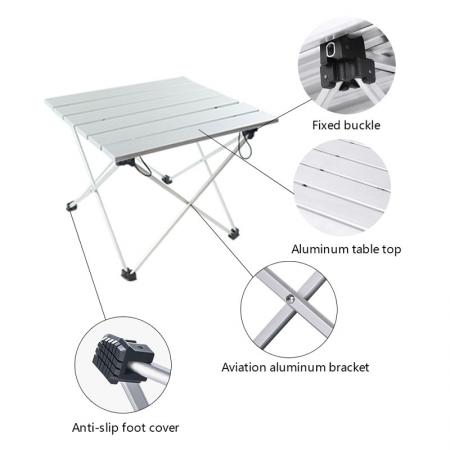 Lett camping Roll Up aluminium bærbart firkantet bord for utendørs fotturer piknik 