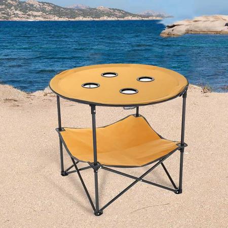 bord sammenleggbart bærbart bord med 4 drikkeholdere og oppbevaringspose sammenleggbar piknik for utendørs strand 