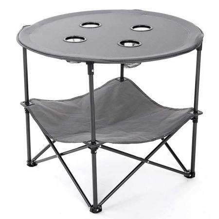 sammenleggbart leirbord kraftig bærbart sammenleggbart bord 4 kopper rundt bæreveske stålramme høykvalitets 600D 