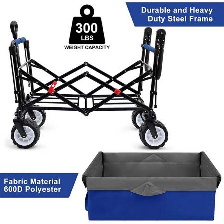sammenleggbar vogn vogn 300 pund kapasitet sammenleggbar verktøy camping dagligvare lerret 