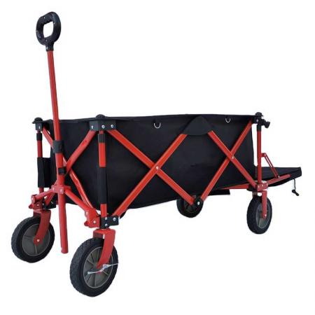 vognverktøy kraftig kapasitet sammenleggbar sammenleggbar utendørs vogn terrassehagevogn med 2 drikkeholdere og hjul for camping og piknik 