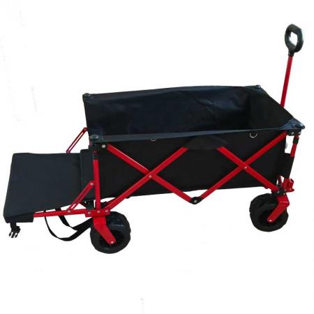 vognverktøy kraftig kapasitet sammenleggbar sammenleggbar utendørs vogn terrassehagevogn med 2 drikkeholdere og hjul for camping og piknik 