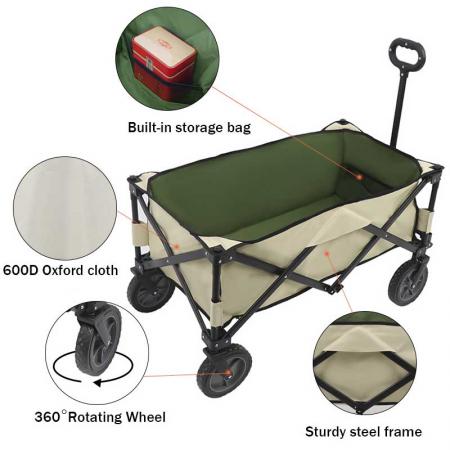 hageredskapssamling - sammenleggbar utendørs hageredskapsvogn med dekkpose 