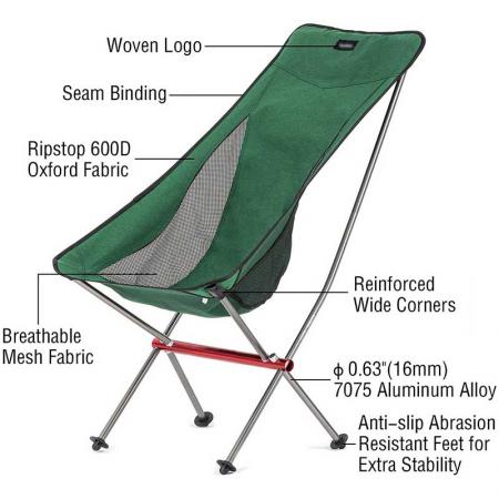 aluminium strandstol sammenleggbar camping høyrygg lettvektsstol med bæreveske for utendørs fotturer backpacking 