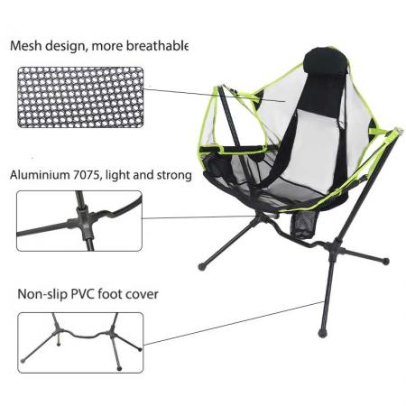 sammenleggbar camping gyngestol huske hvilestol avslappende huske komfortabel ryggstøtte utendørs sammenleggbar stol 