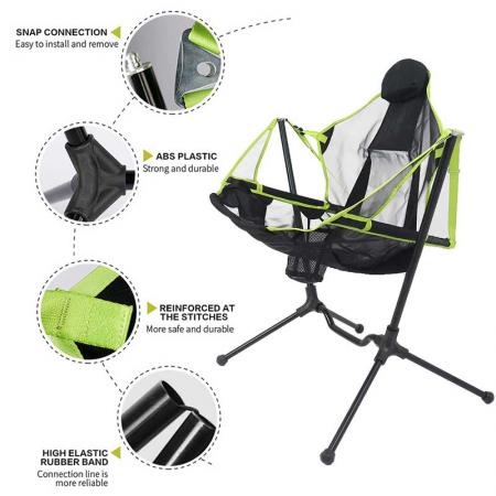 bærbar utendørs sammenleggbar camping gyngestol huske hvilestol avslappende huske komfortabel ryggstøtte utendørs sammenleggbar stol 
