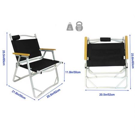 amazon hot salg utemøbler trekorn aluminium bærbar sammenleggbar campingstol utendørs hagestol 