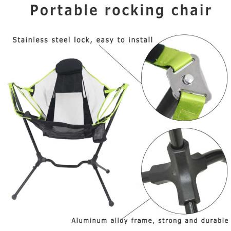 sammenleggbar camping gyngestol huske hvilestol avslappende huske komfortabel ryggstøtte utendørs sammenleggbar stol 