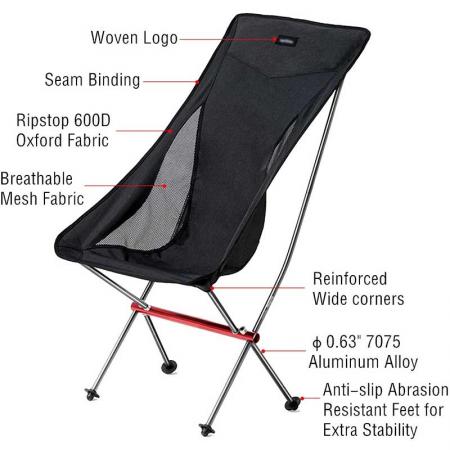 Lett sammenleggbar utendørs campingstol med bæreveske 