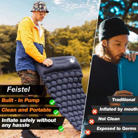 Ultralett kompakt oppblåsbar liggeunderlag for camping 