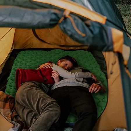 oppblåsbar liggeunderlag dobbel liggeunderlag oppblåsbar campingmadrass med puter for å sove to personer fottur bil camping 