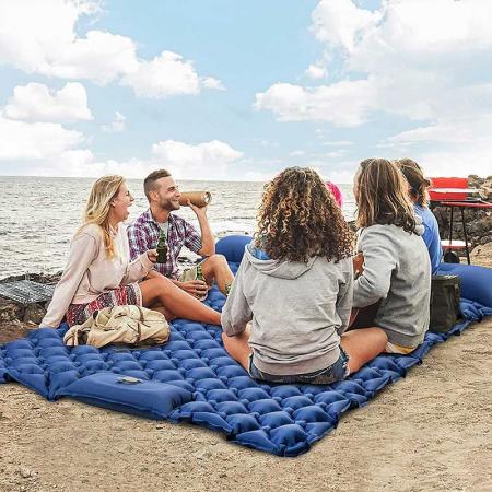 Liggeunderlag for 2 personer Oppblåsbar med luftpute Bærbar dobbel liggeunderlag for campingvandring 