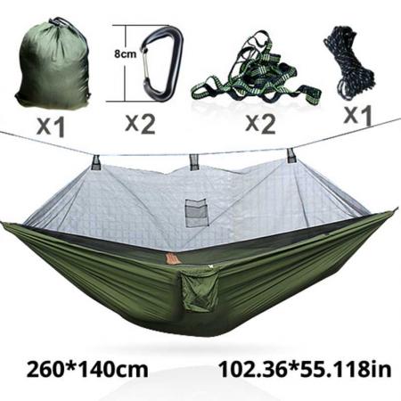 camping nylon hengekøye myggnetting med kraftig trestropp for reise backpacking fotturer utendørsaktiviteter 