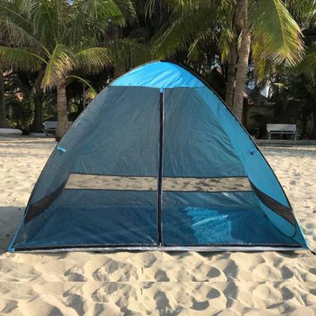 enkelt oppsett strandtelt anti-uv strandskygge ly strand baldakin telt solskjerming med 3 mesh vinduer passer 2-3 personer 