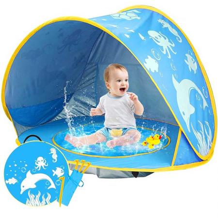 baby strandtelt pop up solskjerming med basseng UPF 50+ beskyttelse for baby eller spedbarn bærbart telt
 
