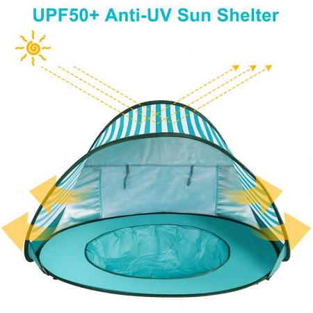 babystrandtelt babybassengtelt UV-beskyttelse solskjermer bærbart minibasseng
 