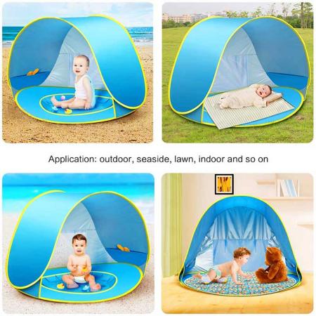 baby strandtelt pop up solskjerming med basseng UPF 50+ beskyttelse for baby eller spedbarn bærbart telt
 