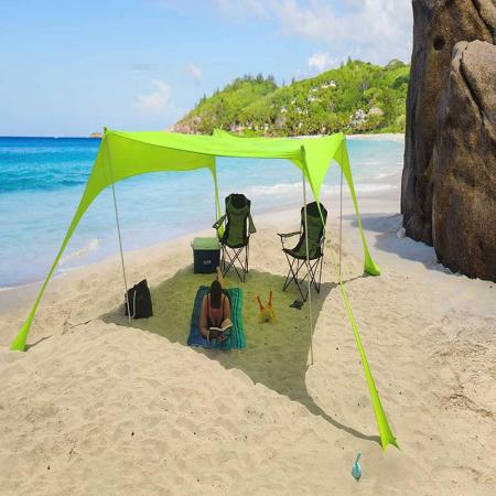 pop up strandtelt solseil solseil UPF50+ med aluminiumsstenger for strandcamping og utendørs
 