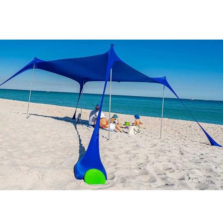 solskjerming for strandbaldakin pop up solskjerming 10 x 10 FTUPF50+ med aluminiumsstenger for strandcamping og utendørs
 