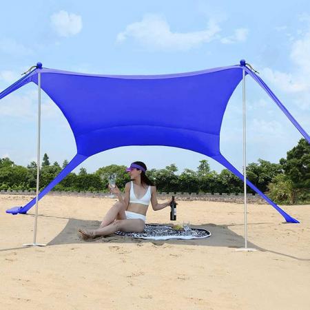 høykvalitets pop up strandtelt solskjerm UV 50+ campingpresenning med sandpose
 