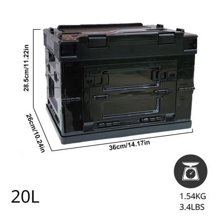 20L 28L 50L PP sammenleggbar oppbevaringsboks for campingpiknik
 