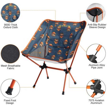 Utendørs ultralette bærbare sammenleggbare stoler med bæreveske 