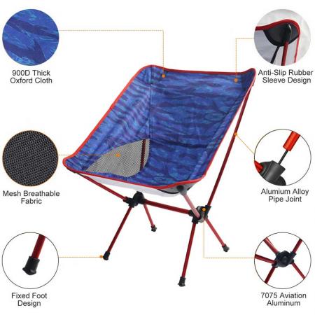 Lett bakkestol i aluminium, strandstol, campingstol 