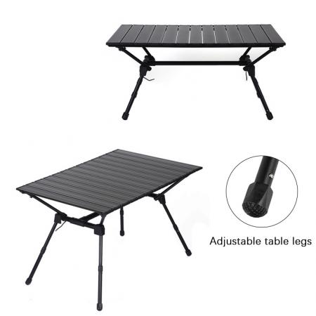 Ultralett aluminium Høydejusterbart sammenleggbart campingbord 