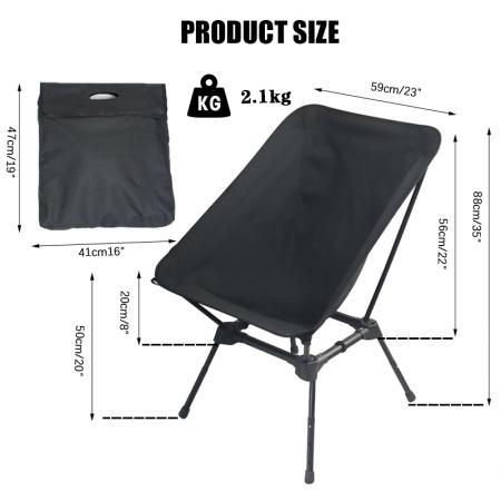 Ultralett høydejusterbar stol for utendørs leirvandring 