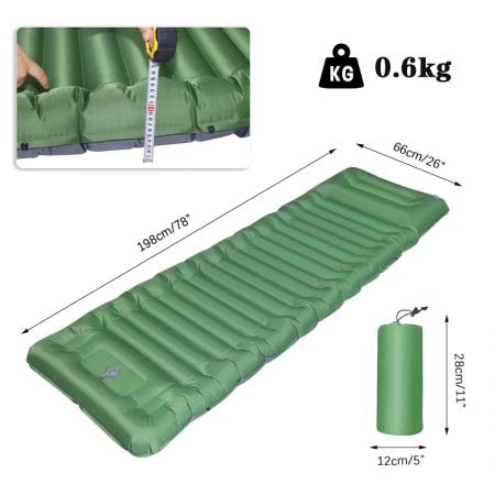 Tilpasset ultralett TPU oppblåsbar luftmadrass Campingmatte utendørs liggeunderlag med pute festet tykk 10 cm 