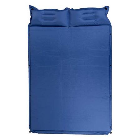 Dobbel selvoppblåsende liggeunderlag Dobbeltseng sovepute madrass 190T fjærunderspunnet med pute 