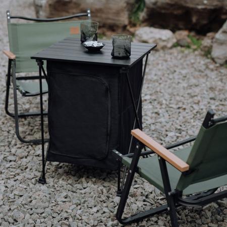 2023 Nytt multifunksjonelt camping utendørs bord sammenleggbart piknikbord Camp lagringsstativ med oppbevaringskurv 