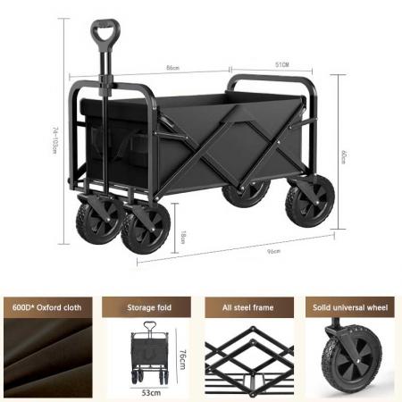 8 tommers normal smal hjul sammenleggbar utendørs hage verktøyvogn 